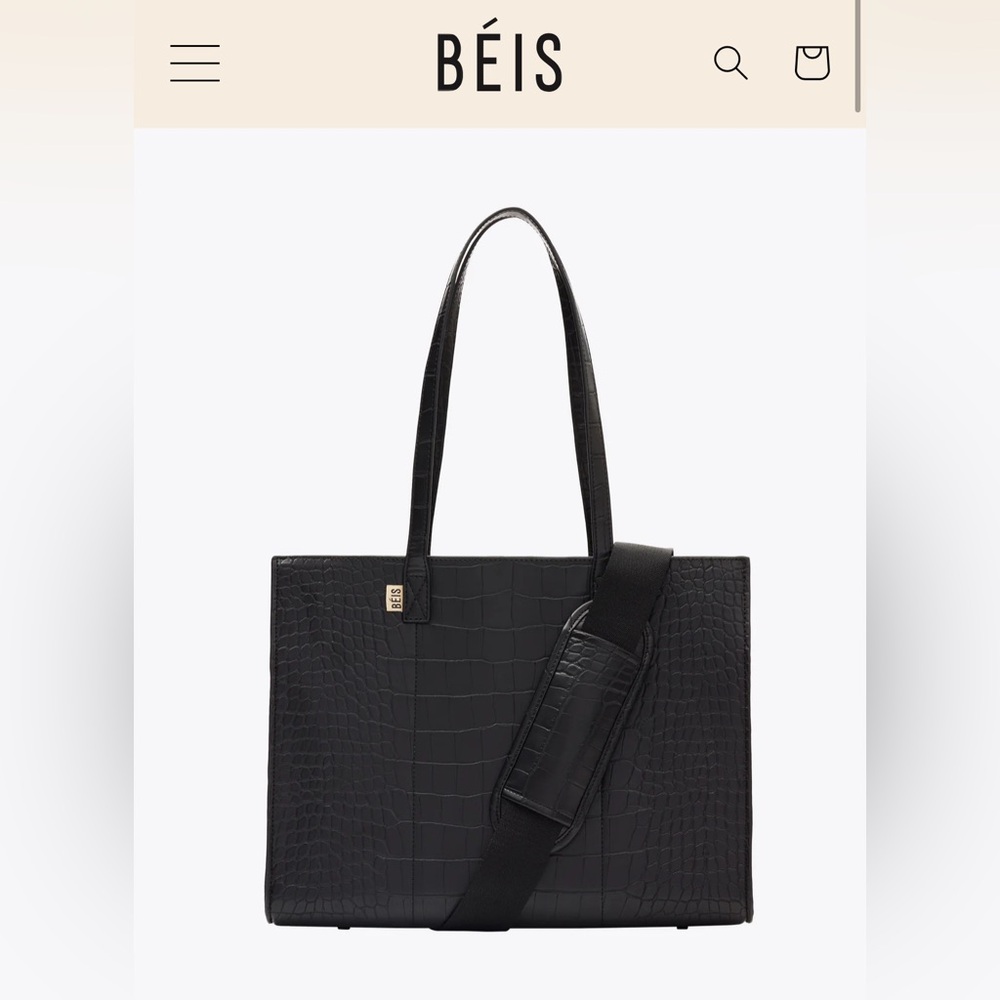 Beis Work Tote in Black Croc